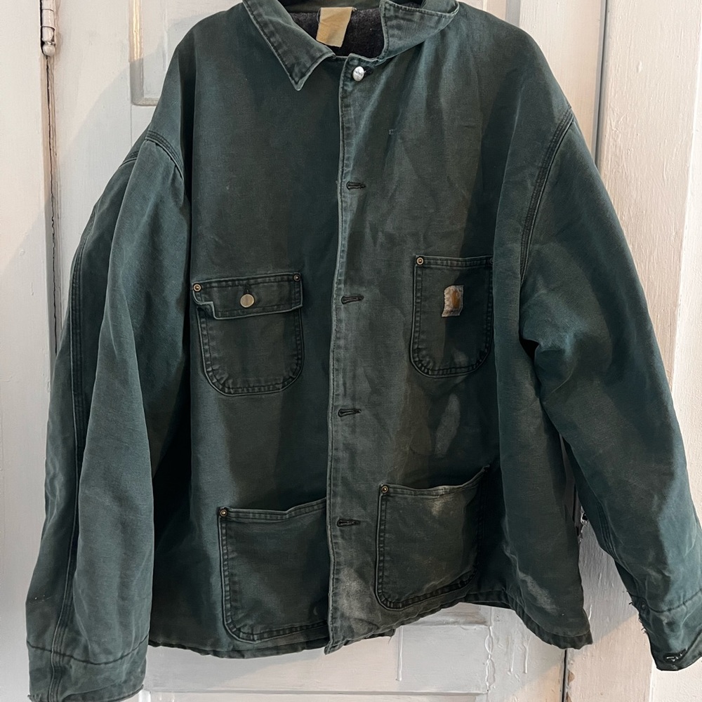 Carhartt blanket lined chore jacket khaki green